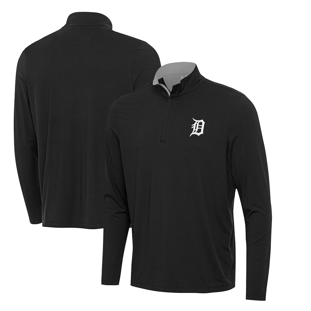 Men's Antigua Black Detroit Tigers Content Quarter-Zip Top