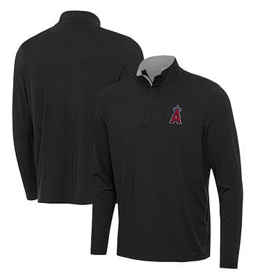 Men's Antigua Black Los Angeles Angels Content Quarter-Zip Top