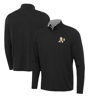 Men's Antigua Black Athletics Content Quarter-Zip Top