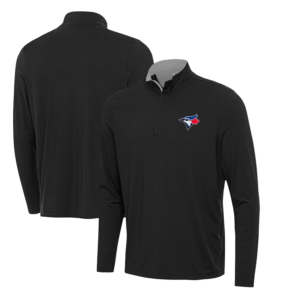 Men's Antigua Black Toronto Blue Jays Content Quarter-Zip Top