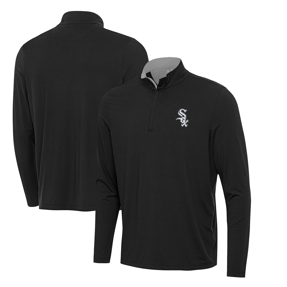 Men's Antigua Black Chicago White Sox Content Quarter-Zip Top