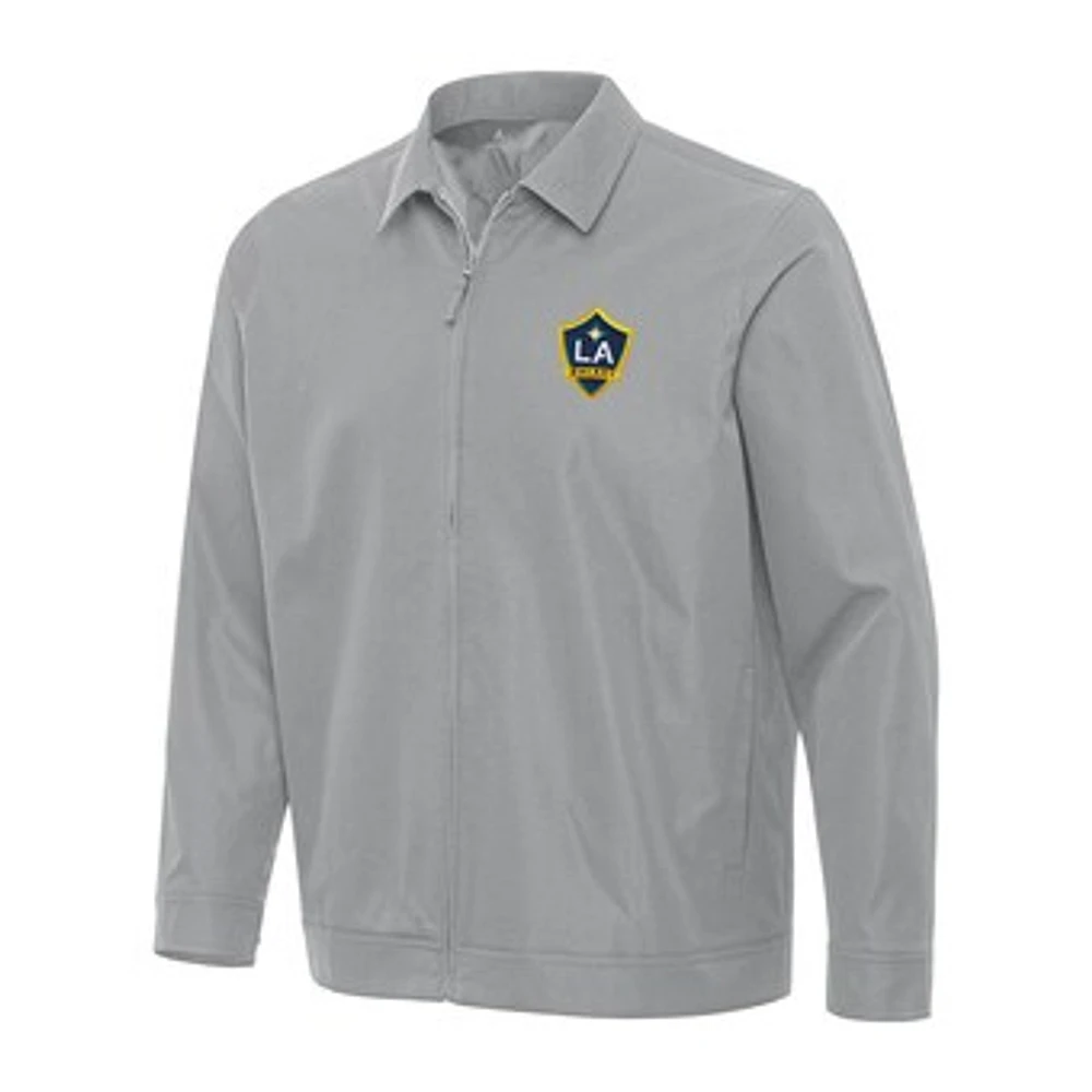 Men's Antigua Gray LA Galaxy Pivot Full-Zip Jacket