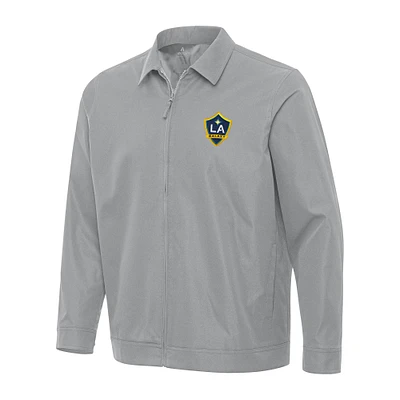 Men's Antigua Gray LA Galaxy Pivot Full-Zip Jacket
