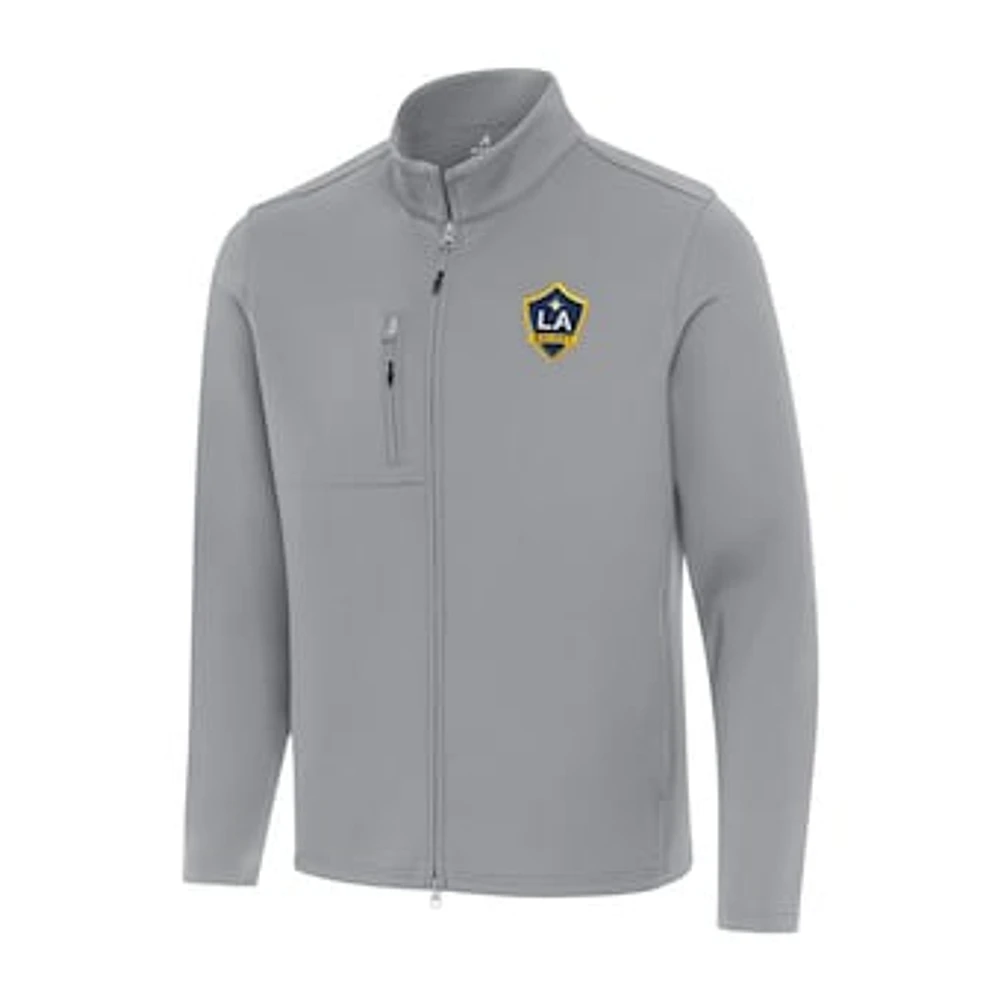 Men's Antigua Gray LA Galaxy Objection Full-Zip Jacket