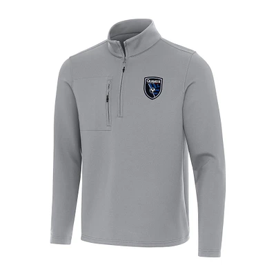 Men's Antigua Gray San Jose Earthquakes Insider Quarter-Zip Top