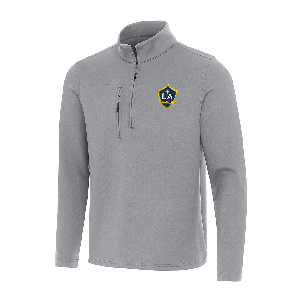 Men's Antigua Gray LA Galaxy Insider Quarter-Zip Top