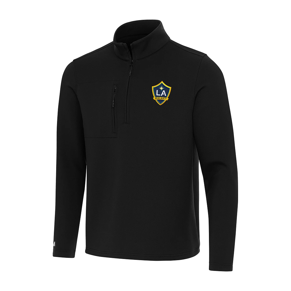 Men's Antigua Black LA Galaxy Insider Quarter-Zip Top