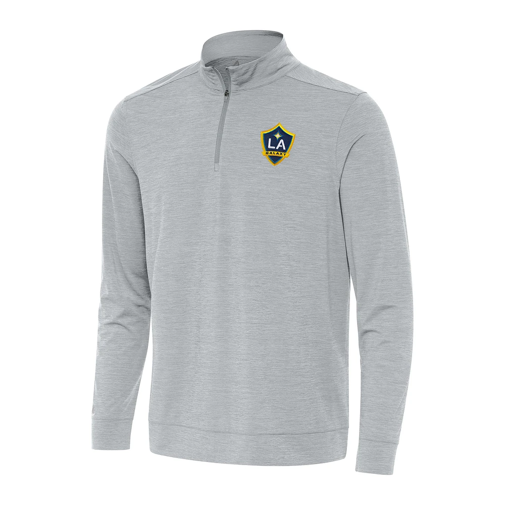 Men's Antigua Heather Gray LA Galaxy Bright Quarter-Zip Top