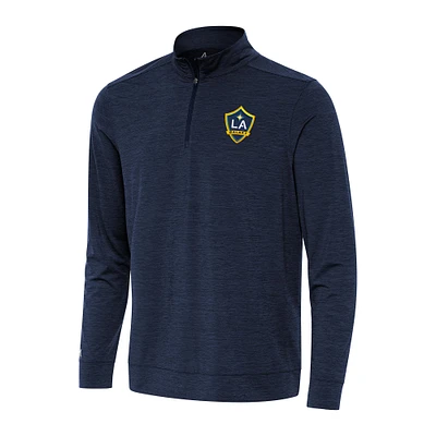 Men's Antigua Heather Navy LA Galaxy Bright Quarter-Zip Top