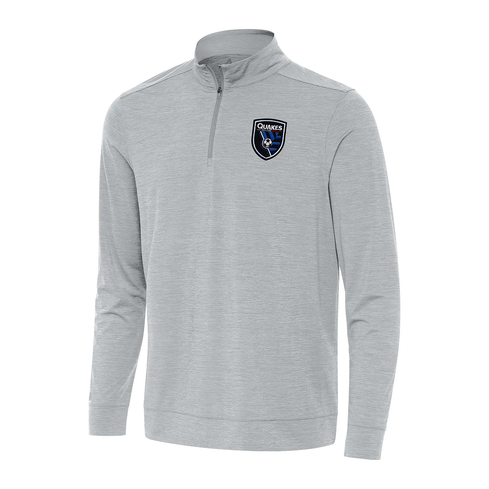 Men's Antigua Heather San Jose Earthquakes Bright Quarter-Zip Top