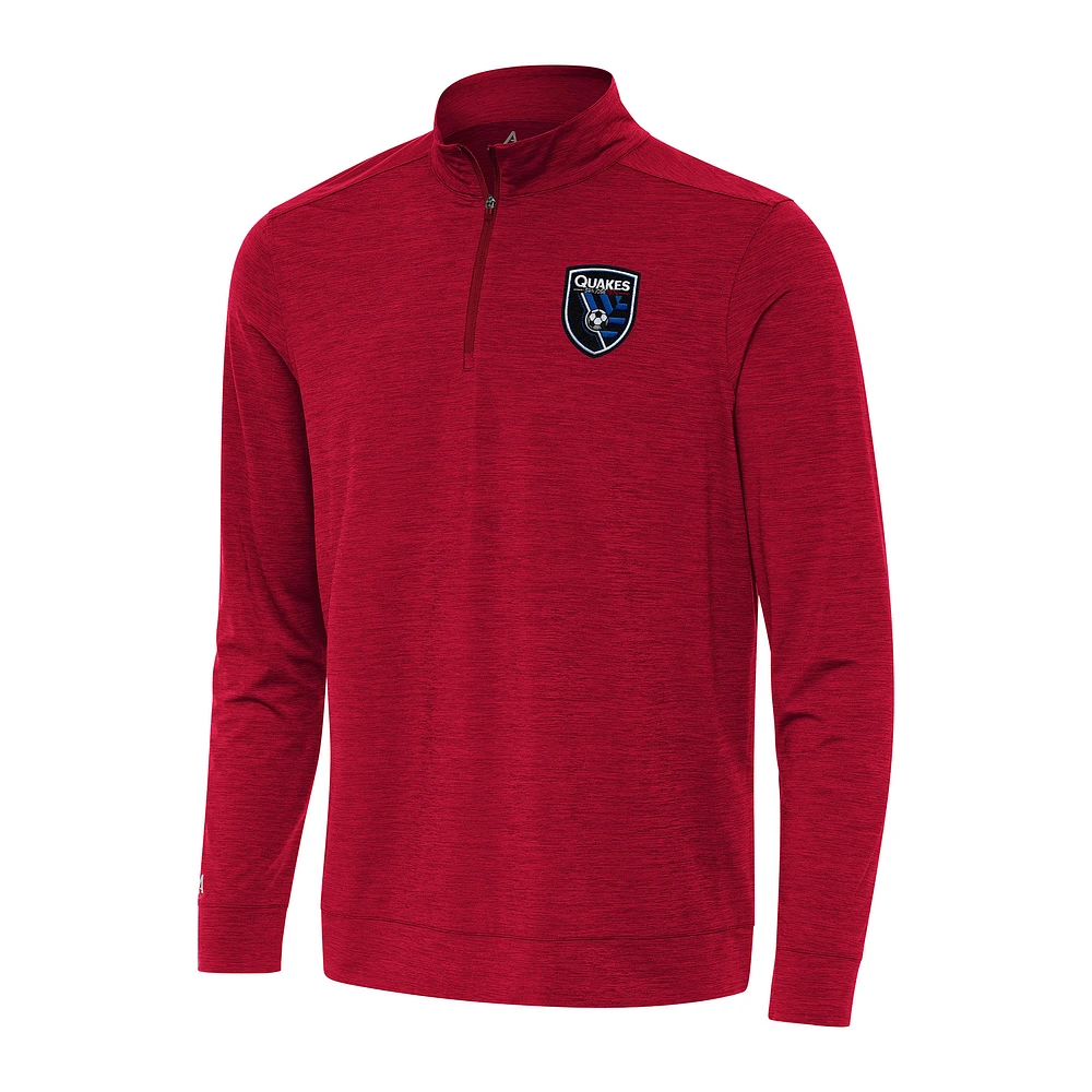 Men's Antigua Heather Red San Jose Earthquakes Bright Quarter-Zip Top