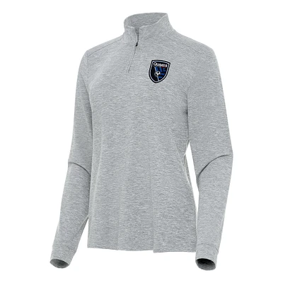 Women's Antigua Heather Gray San Jose Earthquakes Mentor Quarter-Zip Jacket