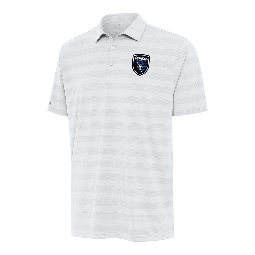 Men's Antigua White San Jose Earthquakes Tunnel Polo