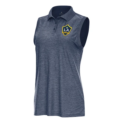 Women's Antigua Heather Navy LA Galaxy Recap Sleeveless Polo