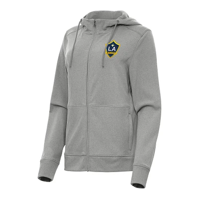 Women's Antigua Heather Gray LA Galaxy Seeker Full-Zip Hoodie Jacket