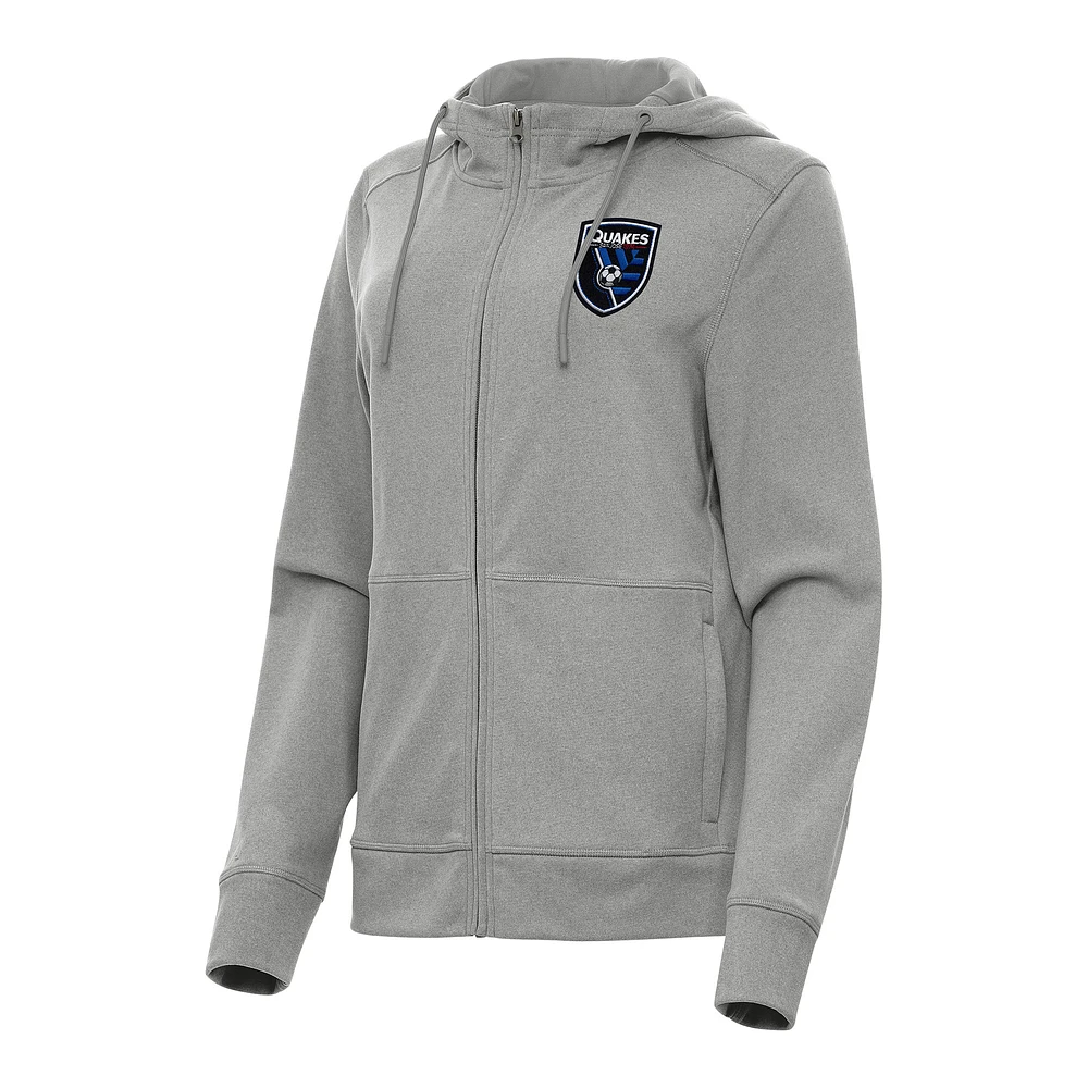 Women's Antigua Heather San Jose Earthquakes Seeker Full-Zip Hoodie Jacket