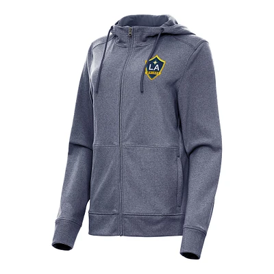 Women's Antigua Heather Navy LA Galaxy Seeker Full-Zip Hoodie Jacket