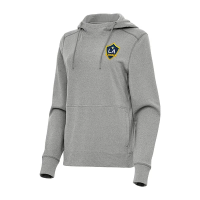 Women's Antigua Heather Gray LA Galaxy Justice Pullover Hoodie