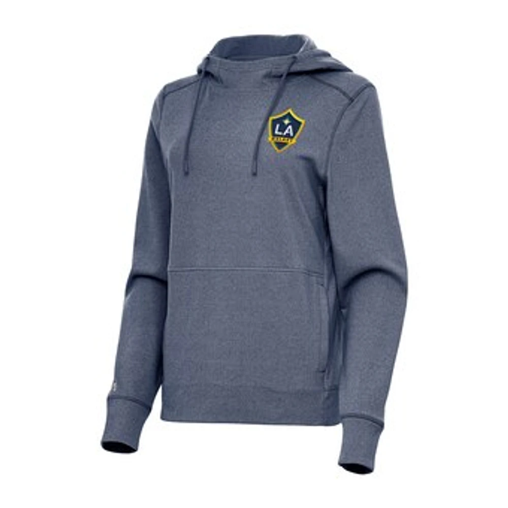 Women's Antigua Heather Navy LA Galaxy Justice Pullover Hoodie