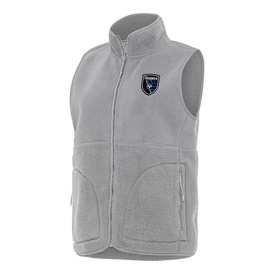 Women's Antigua Gray San Jose Earthquakes Nostalgic Full-Zip Vest