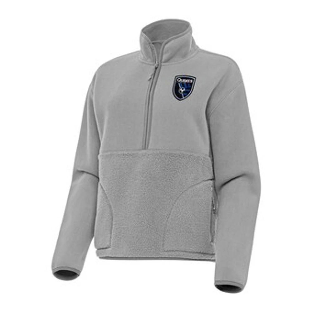 Women's Antigua Gray San Jose Earthquakes Figure Quarter-Zip Jacket