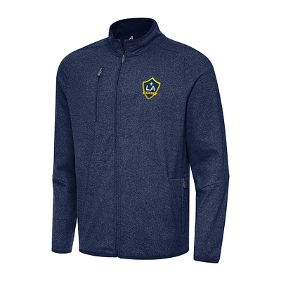 Men's Antigua Heather Navy LA Galaxy Hold-Up Full-Zip Jacket