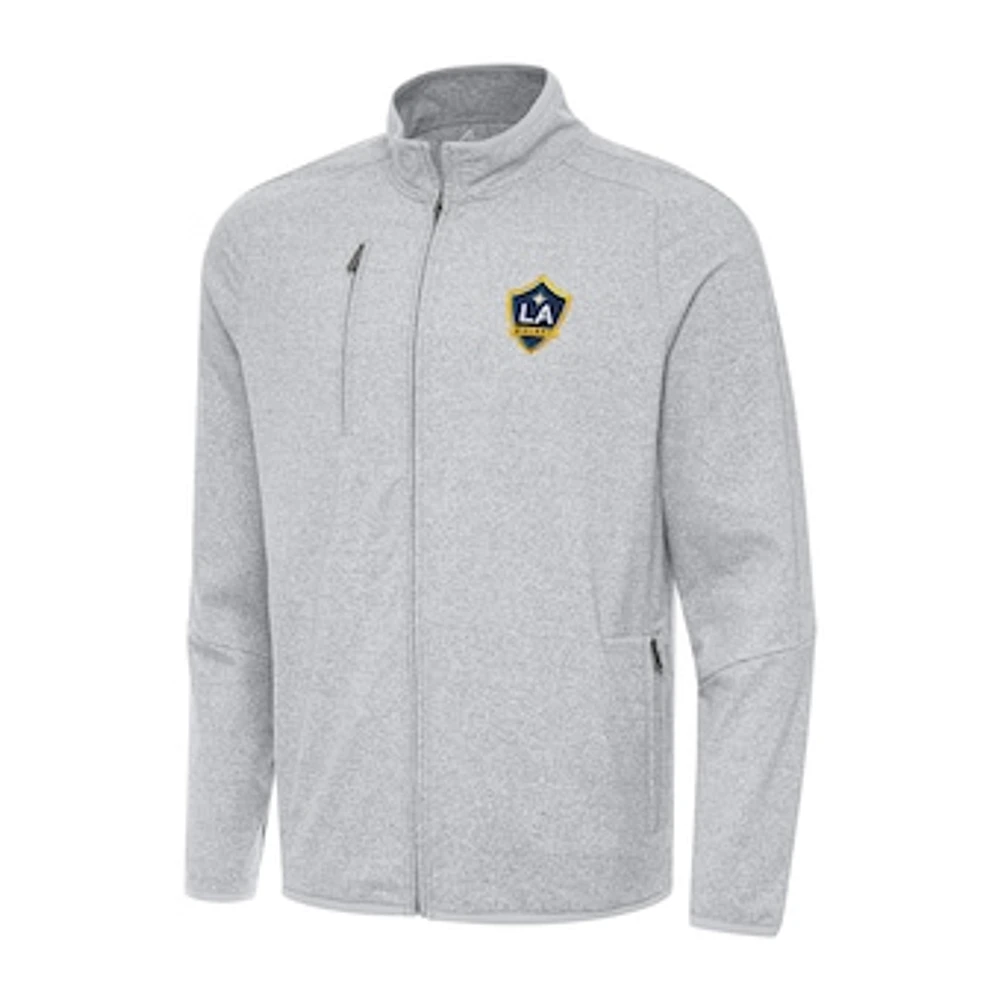 Men's Antigua Heather Gray LA Galaxy Hold-Up Full-Zip Jacket