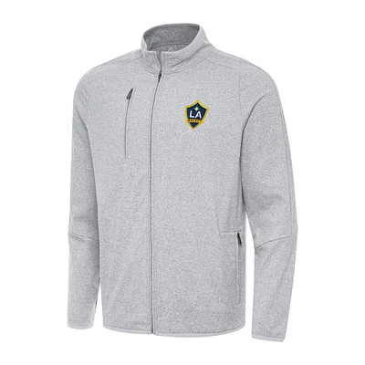 Men's Antigua Heather Gray LA Galaxy Hold-Up Full-Zip Jacket