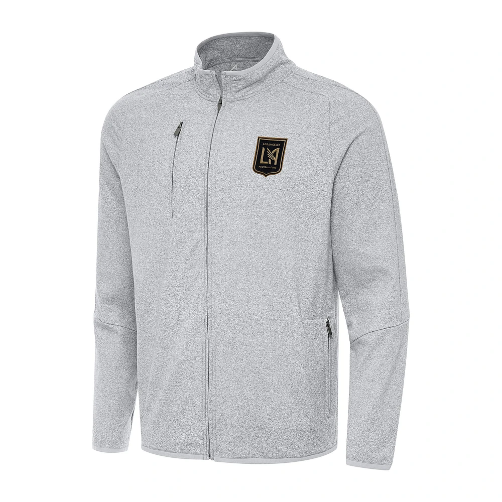 Men's Antigua Heather Gray LAFC Hold-Up Full-Zip Jacket