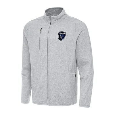 Men's Antigua Heather Gray San Jose Earthquakes Hold-Up Full-Zip Jacket
