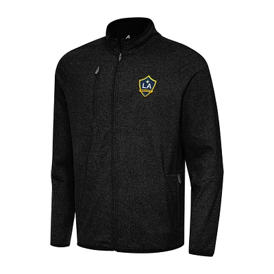 Men's Antigua Heather Black LA Galaxy Hold-Up Full-Zip Jacket