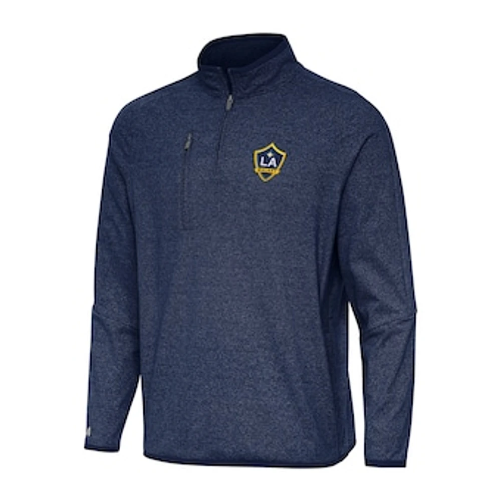 Men's Antigua Heather Navy LA Galaxy Certain Quarter-Zip Top