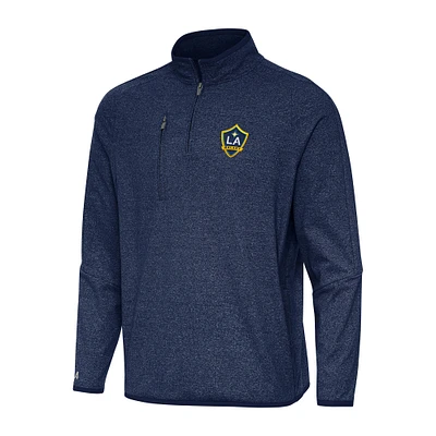 Men's Antigua Heather Navy LA Galaxy Certain Quarter-Zip Top