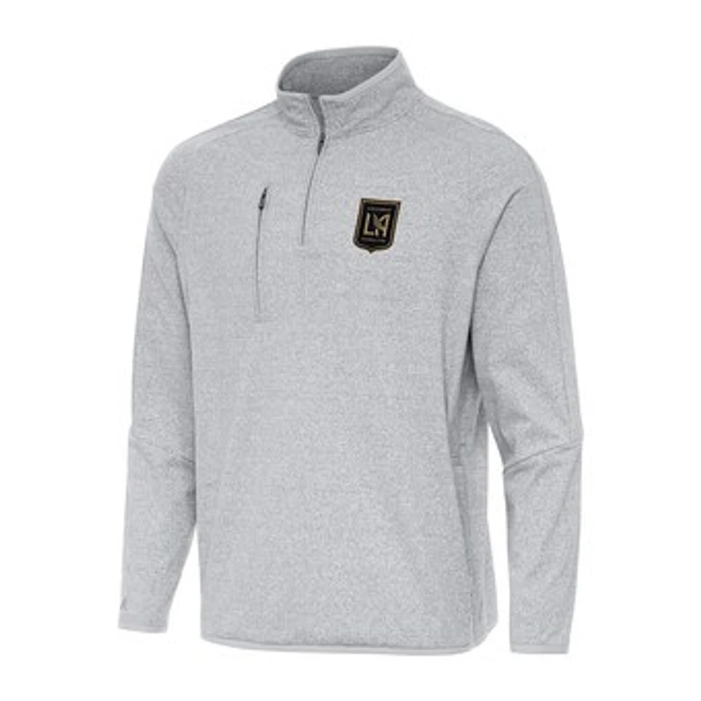 Men's Antigua Heather Gray LAFC Certain Quarter-Zip Top