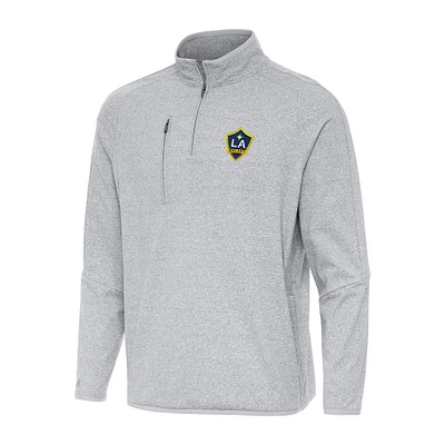 Men's Antigua Heather Gray LA Galaxy Certain Quarter-Zip Top