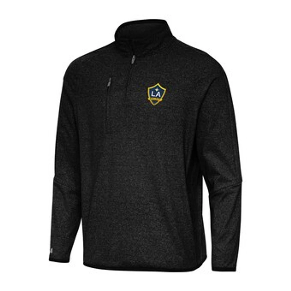Men's Antigua Heather Black LA Galaxy Certain Quarter-Zip Top
