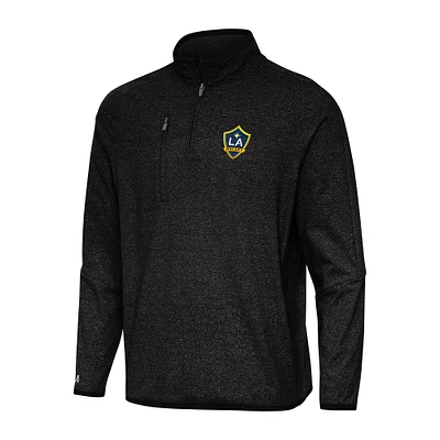 Men's Antigua Heather Black LA Galaxy Certain Quarter-Zip Top