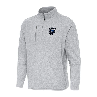 Men's Antigua Heather Gray San Jose Earthquakes Certain Quarter-Zip Top