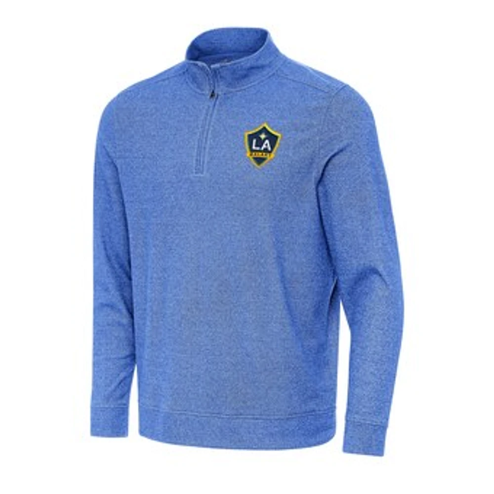 Men's Antigua Heather Royal LA Galaxy Subtle Quarter-Zip Jacket