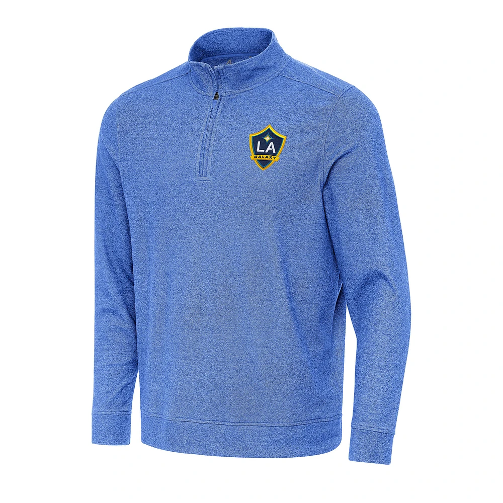 Men's Antigua Heather Royal LA Galaxy Subtle Quarter-Zip Jacket