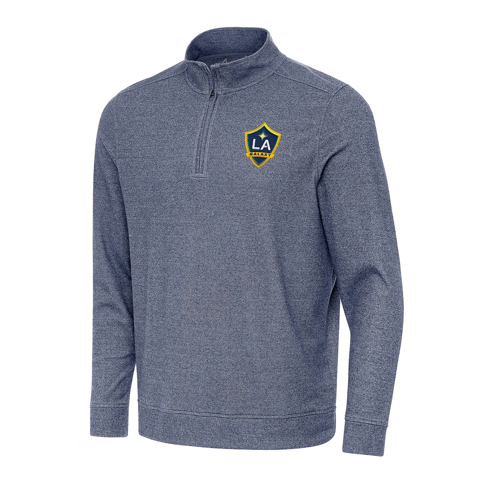 Men's Antigua Heather Navy LA Galaxy Subtle Quarter-Zip Jacket