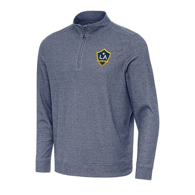 Men's Antigua Heather Navy LA Galaxy Subtle Quarter-Zip Jacket