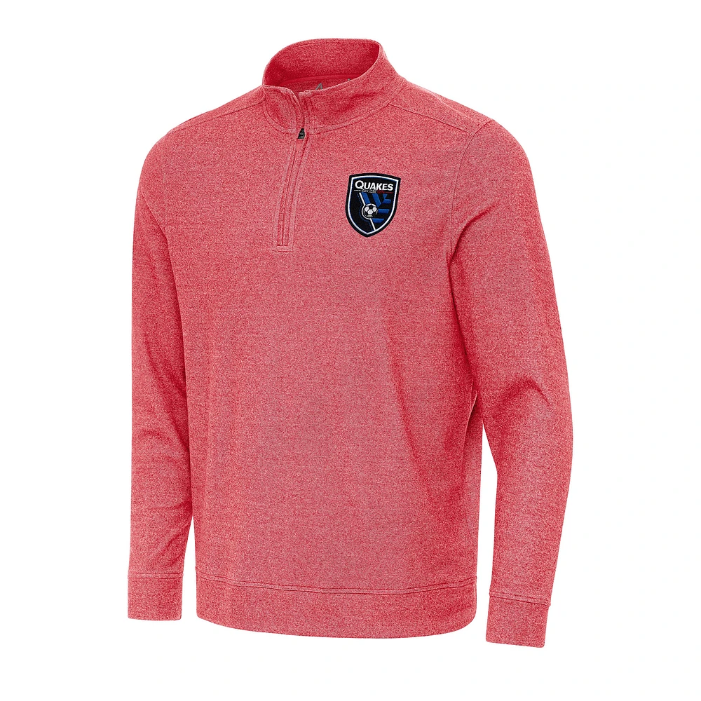 Men's Antigua Heather Red San Jose Earthquakes Subtle Quarter-Zip Jacket