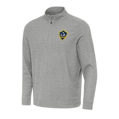 Men's Antigua Heather Gray LA Galaxy Subtle Quarter-Zip Jacket