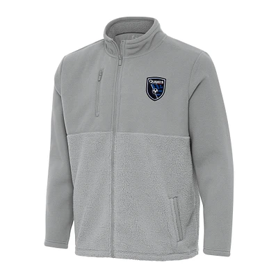 Men's Antigua Gray San Jose Earthquakes Daily Fused Full-Zip Jacket