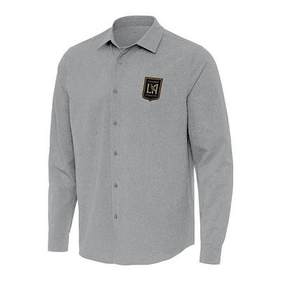 Men's Antigua Gray LAFC Exposure Woven Long Sleeve Button-Up Shirt