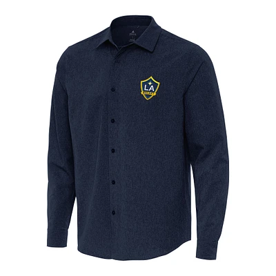Men's Antigua Navy LA Galaxy Exposure Woven Long Sleeve Button-Up Shirt