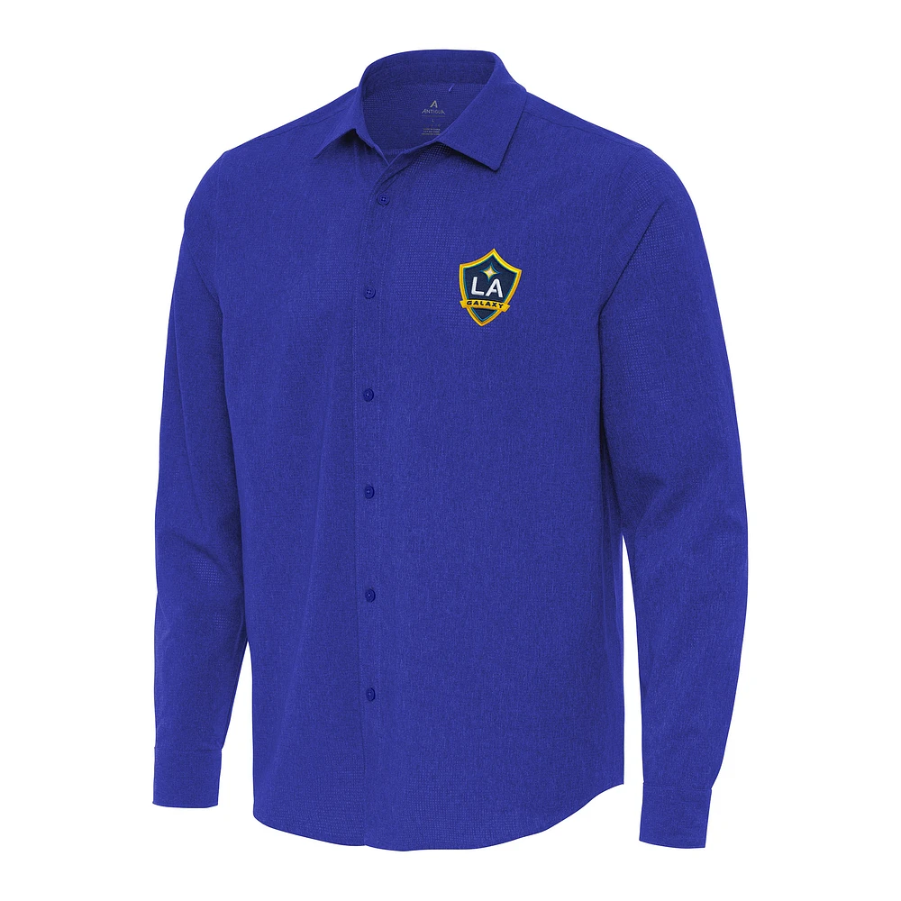 Men's Antigua Royal LA Galaxy Exposure Woven Long Sleeve Button-Up Shirt