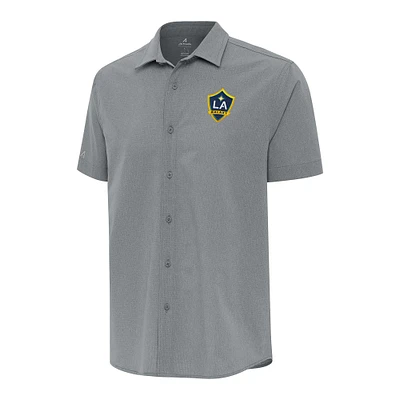 Men's Antigua Gray LA Galaxy Activate Button-Up Shirt