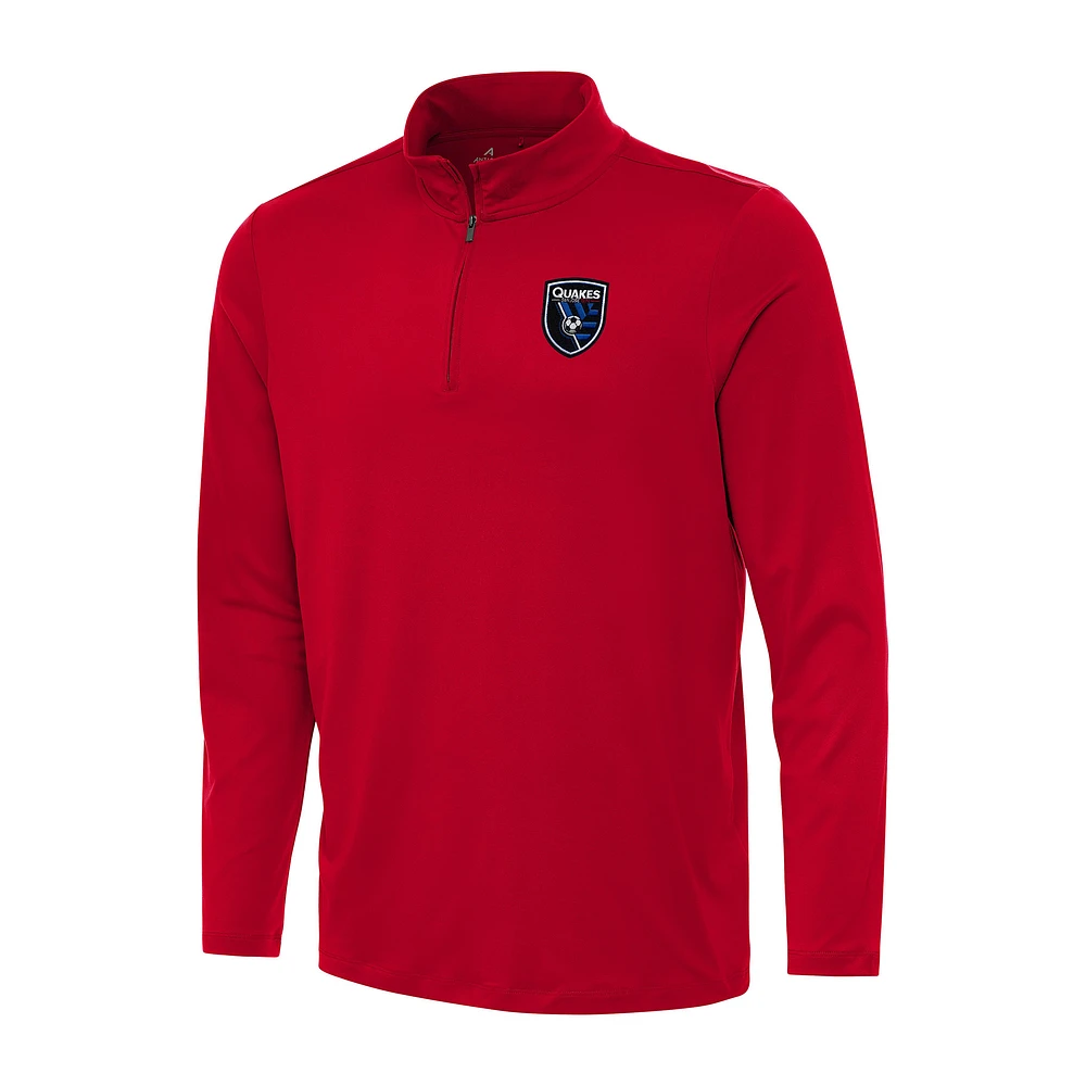 Men's Antigua Red San Jose Earthquakes Reprocess Quarter-Zip Top